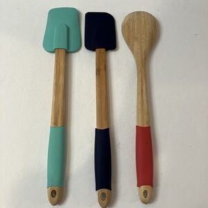 Fiesta Ware‎ Bamboo 2 Silicone Spatulas and A Bamboo Spoon
